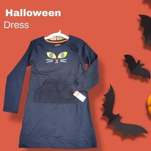 Halloween Cat Face Black Sweatshirt Long Sleeve Dress Large 10/12